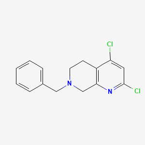molecular formula C15H14Cl2N2 B13136645 7-Benzyl-2,4-dichloro-5,6,7,8-tetrahydro-1,7-naphthyridine 