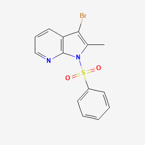 molecular formula C14H11BrN2O2S B1313698 3-Bromo-2-methyl-1-(phenylsulfonyl)-1H-pyrrolo[2,3-B]pyridine CAS No. 744209-37-8
