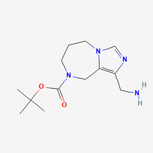 molecular formula C13H22N4O2 B13137069 1-Aminomethyl-6,7-dihydro-5H,9H-imidazo[1,5-a][1,4]diazepine-8-carboxylicacidtert-butylester 
