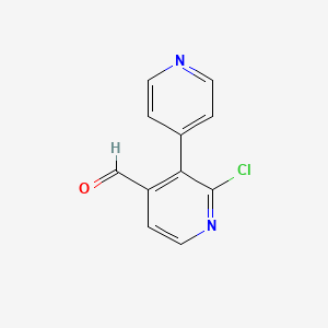 molecular formula C11H7ClN2O B13137071 2-Chloro-[3,4'-bipyridine]-4-carbaldehyde 