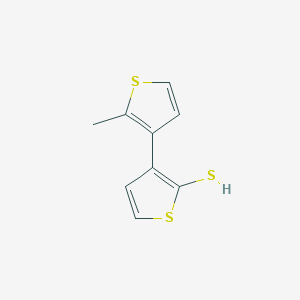 molecular formula C9H8S3 B13137150 2'-Methyl-[3,3'-bithiophene]-2-thiol CAS No. 88673-97-6