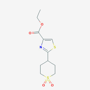 molecular formula C11H15NO4S2 B13137192 Ethyl 2-(1,1-dioxidotetrahydro-2H-thiopyran-4-yl)thiazole-4-carboxylate 