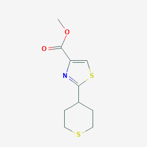 molecular formula C10H13NO2S2 B13137274 Methyl 2-(tetrahydro-2H-thiopyran-4-yl)thiazole-4-carboxylate 