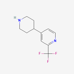 molecular formula C11H13F3N2 B13137315 4-(Piperidin-4-yl)-2-(trifluoromethyl)pyridine CAS No. 1256802-48-8