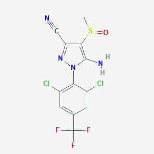 molecular formula C12H7Cl2F3N4OS B131375 5-Amino-1-(2,6-dichloro-4-trifluoromethylphenyl)-3-cyano-4-methylsulfinylpyrazole CAS No. 154807-27-9