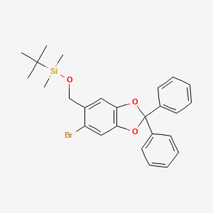 molecular formula C26H29BrO3Si B13137504 ((6-Bromo-2,2-diphenylbenzo[d][1,3]dioxol-5-yl)methoxy)(tert-butyl)dimethylsilane CAS No. 1956354-89-4