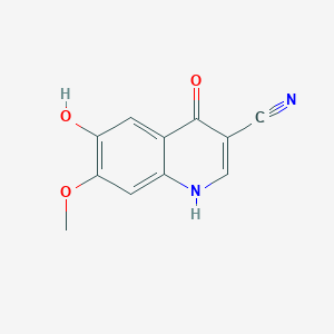 molecular formula C11H8N2O3 B13137540 3-Quinolinecarbonitrile, 4,6-dihydroxy-7-methoxy- 