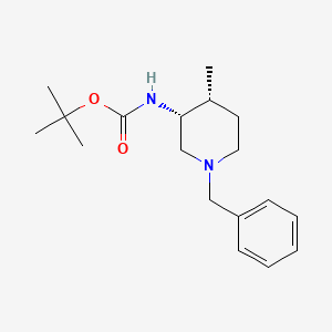 molecular formula C18H28N2O2 B13137613 Carbamicacid,N-[(3R,4R)-4-methyl-1-(phenylmethyl)-3-piperidinyl]-,1,1-dimethylethylester,rel- 