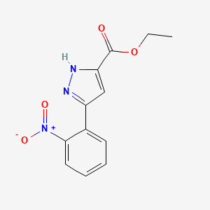 molecular formula C12H11N3O4 B13137618 ethyl 3-(2-nitrophenyl)-1H-pyrazole-5-carboxylate 
