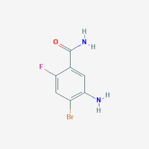 molecular formula C7H6BrFN2O B13137621 5-Amino-4-bromo-2-fluorobenzamide 