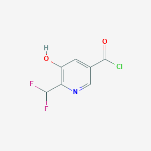 molecular formula C7H4ClF2NO2 B13137631 2-(Difluoromethyl)-3-hydroxypyridine-5-carbonyl chloride 