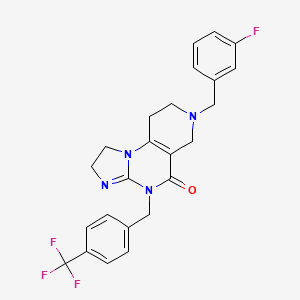 molecular formula C24H22F4N4O B13137764 7-(3-Fluorobenzyl)-4-(4-(trifluoromethyl)benzyl)-1,2,6,7,8,9-hexahydroimidazo[1,2-a]pyrido[3,4-e]pyrimidin-5(4H)-one 