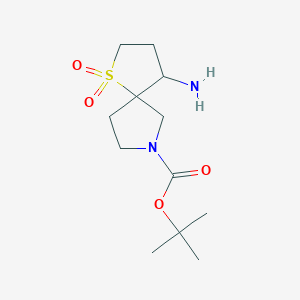 molecular formula C12H22N2O4S B13137804 Tert-butyl 4-amino-1,1-dioxo-1lambda6-thia-7-azaspiro[4.4]nonane-7-carboxylate 