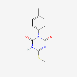 molecular formula C12H13N3O2S B13137827 6-(Ethylsulfanyl)-3-(4-methylphenyl)-1,3,5-triazine-2,4(1H,3H)-dione CAS No. 63308-83-8
