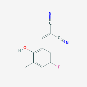 molecular formula C11H7FN2O B13137836 2-(5-Fluoro-2-hydroxy-3-methylbenzylidene)malononitrile 