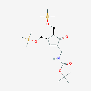 molecular formula C19H37NO5Si2 B13137861 tert-Butyl (((3S,4S)-5-oxo-3,4-bis(((trimethylsilyl)oxy)methyl)cyclopent-1-en-1-yl)methyl)carbamate 