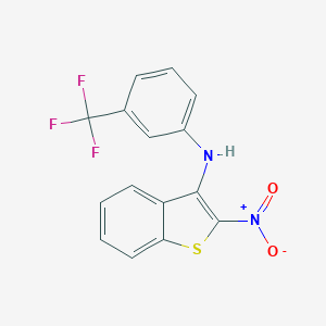 molecular formula C15H9F3N2O2S B131379 Benzo(b)thiophen-3-amine, 2-nitro-N-(3-(trifluoromethyl)phenyl)- CAS No. 149338-13-6