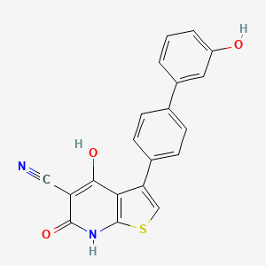 molecular formula C20H12N2O3S B13137919 4-Hydroxy-3-(3'-hydroxy-[1,1'-biphenyl]-4-yl)-6-oxo-6,7-dihydrothieno[2,3-b]pyridine-5-carbonitrile 