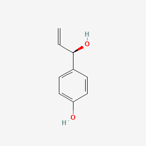 molecular formula C9H10O2 B13137979 4-[(1R)-1-Hydroxyprop-2-en-1-yl]phenol CAS No. 612507-86-5