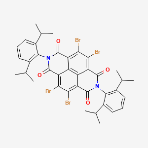 molecular formula C38H34Br4N2O4 B13138012 2,3,9,10-Tetrabromo-6,13-bis[2,6-di(propan-2-yl)phenyl]-6,13-diazatetracyclo[6.6.2.04,16.011,15]hexadeca-1,3,8,10,15-pentaene-5,7,12,14-tetrone 