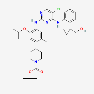 molecular formula C34H44ClN5O4 B13138029 Tert-butyl 4-(4-(5-chloro-4-(2-(1-(hydroxymethyl)cyclopropyl)phenylamino)pyrimidin-2-ylamino)-5-isopropoxy-2-methylphenyl)piperidine-1-carboxylate 