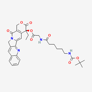 molecular formula C33H38N4O8 B13138053 [(19S)-19-ethyl-14,18-dioxo-17-oxa-3,13-diazapentacyclo[11.8.0.02,11.04,9.015,20]henicosa-1(21),2,4,6,8,10,15(20)-heptaen-19-yl] 2-[6-[(2-methylpropan-2-yl)oxycarbonylamino]hexanoylamino]acetate 