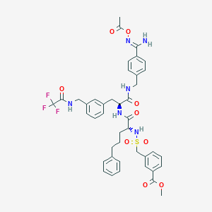 molecular formula C42H45F3N6O9S B13138095 L-Phenylalaninamide, N-[[[3-(methoxycarbonyl)phenyl]methyl]sulfonyl]-5-phenyl-D-norvalyl-N-[[4-[[(acetyloxy)amino]iminomethyl]phenyl]methyl]-3-[[(2,2,2-trifluoroacetyl)amino]methyl]- 