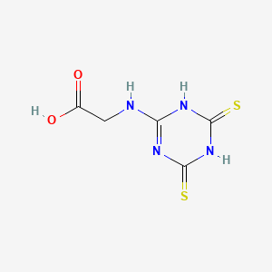molecular formula C5H6N4O2S2 B13138222 N-(1,4,5,6-Tetrahydro-4,6-dithioxo-1,3,5-triazin-2-yl)glycine CAS No. 89482-27-9