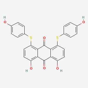 molecular formula C26H16O6S2 B13138250 1,8-Dihydroxy-4,5-bis[(4-hydroxyphenyl)sulfanyl]anthracene-9,10-dione CAS No. 106027-93-4