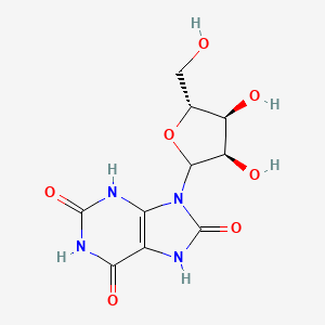 molecular formula C10H12N4O7 B13138280 9-((3R,4S,5R)-3,4-Dihydroxy-5-(hydroxymethyl)tetrahydrofuran-2-yl)-1H-purine-2,6,8(3H,7H,9H)-trione 