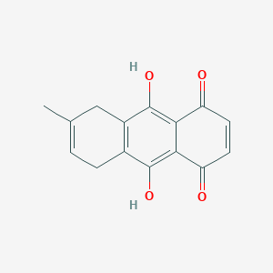 molecular formula C15H12O4 B13138312 9,10-Dihydroxy-6-methyl-5,8-dihydroanthracene-1,4-dione CAS No. 65698-32-0