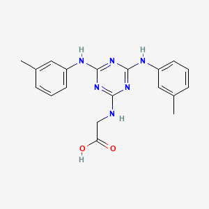 molecular formula C19H20N6O2 B13138345 N-[4,6-Bis(3-methylanilino)-1,3,5-triazin-2-yl]glycine CAS No. 62751-87-5