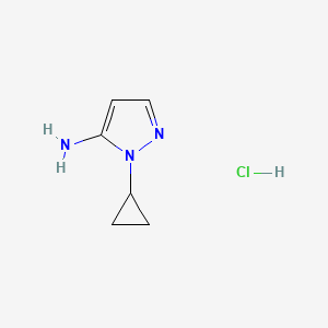 molecular formula C6H10ClN3 B13138412 1-Cyclopropyl-1H-pyrazol-5-aminehydrochloride 