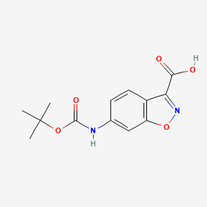 molecular formula C13H14N2O5 B13138524 6-((tert-Butoxycarbonyl)amino)benzo[d]isoxazole-3-carboxylic acid 