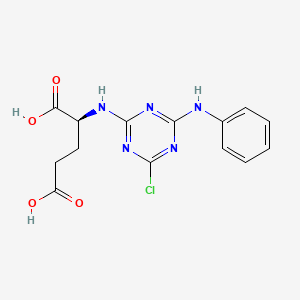 molecular formula C14H14ClN5O4 B13138547 N-(4-Anilino-6-chloro-1,3,5-triazin-2-yl)-L-glutamic acid CAS No. 61955-54-2