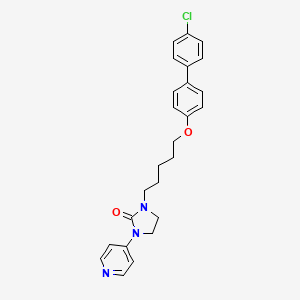 molecular formula C25H26ClN3O2 B13138599 1-[5-[4-(4-Chlorophenyl)phenoxy]pentyl]-3-(4-pyridyl)imidazolidin-2-one 
