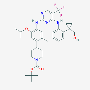 molecular formula C35H44F3N5O4 B13138846 Tert-butyl 4-(4-(4-(2-(1-(hydroxymethyl)cyclopropyl)phenylamino)-5-(trifluoromethyl)pyrimidin-2-ylamino)-5-isopropoxy-2-methylphenyl)piperidine-1-carboxylate 