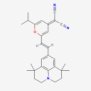 molecular formula C29H33N3O B13138864 2-[2-(1-Methylethyl)-6-[2-(2,3,6,7-tetrahydro-1,1,7,7-tetramethyl-1h,5h-benzo[ij]quinolizin-9-yl)ethenyl]-4h-pyran-4-ylidene]propanedinitrile CAS No. 870075-87-9