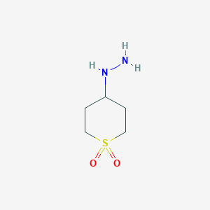 molecular formula C5H12N2O2S B13138891 4-Hydrazinyltetrahydro-2H-thiopyran 1,1-dioxide 