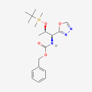 molecular formula C19H29N3O4Si B13138964 Benzyl ((1S,2R)-2-((tert-butyldimethylsilyl)oxy)-1-(1,3,4-oxadiazol-2-yl)propyl)carbamate 