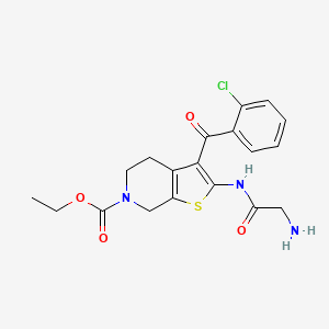 molecular formula C19H20ClN3O4S B13139013 Thieno[2,3-c]pyridine-6(5H)-carboxylicacid,2-[(2-aminoacetyl)amino]-3-(2-chlorobenzoyl)-4,7-dihydro-,ethylester 