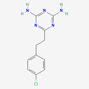 molecular formula C11H12ClN5 B13139026 6-[2-(4-Chlorophenyl)ethyl]-1,3,5-triazine-2,4-diamine CAS No. 7403-70-5
