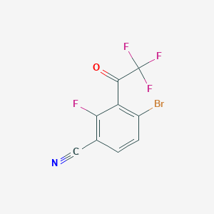 molecular formula C9H2BrF4NO B13139180 4-Bromo-2-fluoro-3-(2,2,2-trifluoroacetyl)benzonitrile 