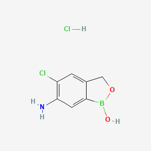 molecular formula C7H8BCl2NO2 B13139213 6-amino-5-chlorobenzo[c][1,2]oxaborol-1(3H)-ol hydrochloride 