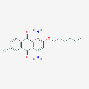 molecular formula C20H21ClN2O3 B13139294 1,4-Diamino-6-chloro-2-(hexyloxy)anthracene-9,10-dione CAS No. 88605-43-0