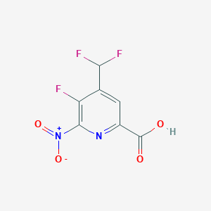 molecular formula C7H3F3N2O4 B13139335 4-(Difluoromethyl)-5-fluoro-6-nitropicolinic acid 