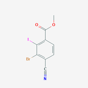molecular formula C9H5BrINO2 B13139397 Methyl 3-bromo-4-cyano-2-iodobenzoate 