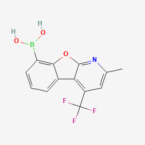 molecular formula C13H9BF3NO3 B13139411 (2-Methyl-4-(trifluoromethyl)benzofuro[2,3-b]pyridin-8-yl)boronic acid 