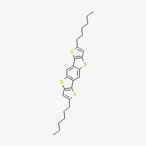 molecular formula C26H30S4 B13139413 6,15-dihexyl-5,9,14,18-tetrathiapentacyclo[10.6.0.03,10.04,8.013,17]octadeca-1(12),2,4(8),6,10,13(17),15-heptaene 