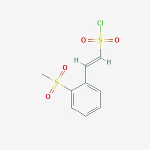 molecular formula C9H9ClO4S2 B13139435 Ethenesulfonylchloride,2-[2-(methylsulfonyl)phenyl]- 